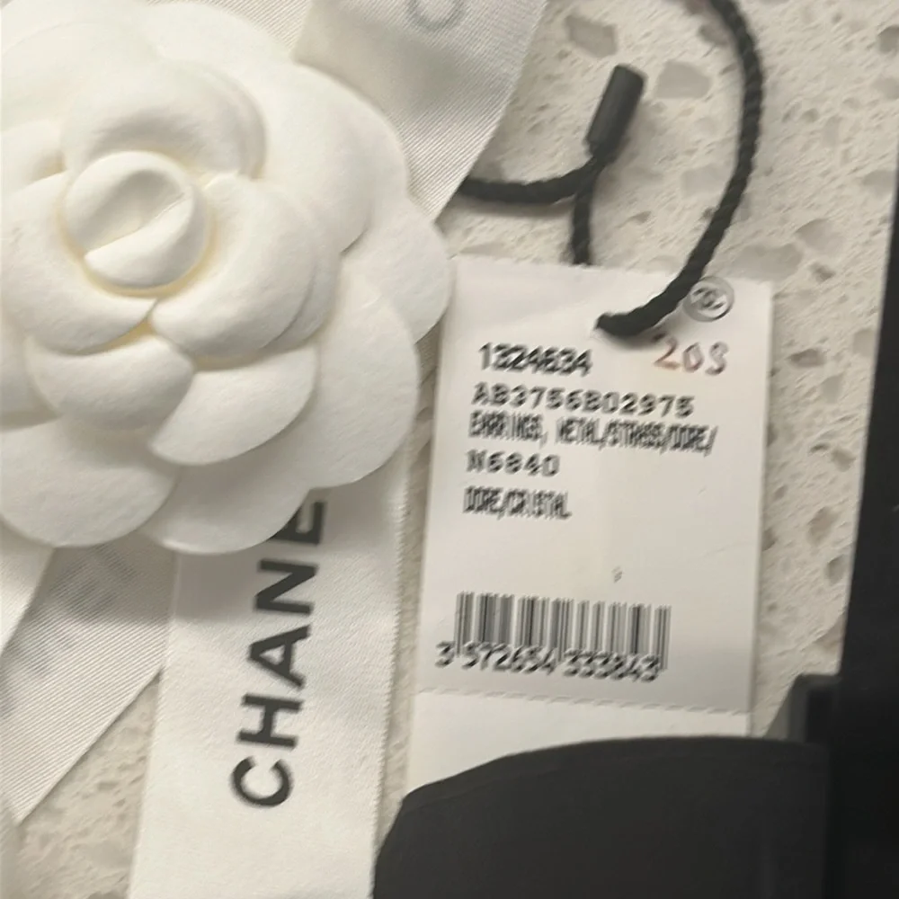 Full Set Chanel Strass CC earings with egg shape drop RARE